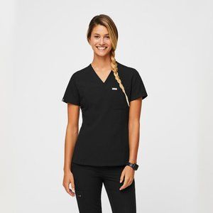 Figs Slim Catarina™ One-Pocket Scrub Top XS (Black)